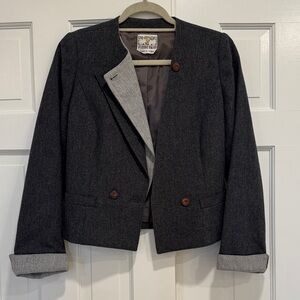 Vintage Dark Gray Wool Cropped Jacket